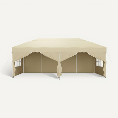 Pavillon Pliant, Protection Solaire, Tente De Jardin, Portable, Avec Parois, 6 X 3 M, Beige Pavillon Pliant, Protection Solaire, Tente De Jardin, Portable, Avec Parois, 6 X 3 M, Beige