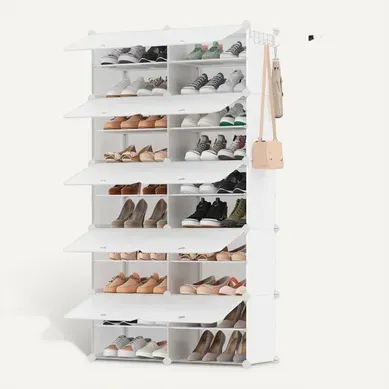 Rangement Pour Chaussures à 10 Compartiments, Pour 40 Paires, Modulable, Blanc Nuage