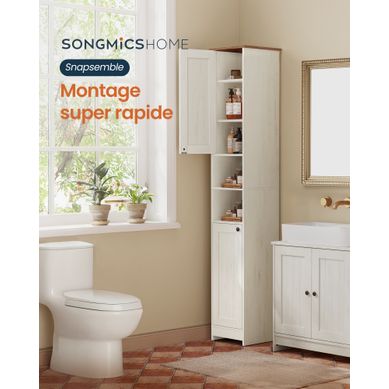 Meuble de Salle de Bain, Snapsemble Montage Super, avec Étagères Réglables, 30 x 30 x 170 cm, Blanc Meuble de Salle de Bain, Snapsemble Montage Super, avec Étagères Réglables, 30 x 30 x 170 cm, Blanc