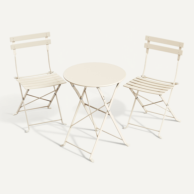 Ensemble Mobilier De Jardin Pliable, 3 Pièces, Acier Résistant, Table Et Chaises, Beige Ensemble Mobilier De Jardin Pliable, 3 Pièces, Acier Résistant, Table Et Chaises, Beige
