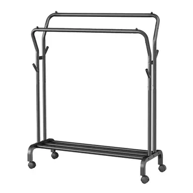 Portant à Vêtements, Double Barre Avec Roues, Robuste, Rangement Et Présentation De Vêtements, Noir