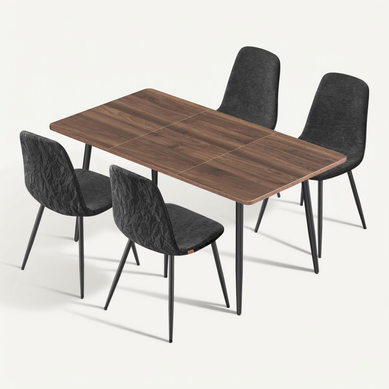 Ensemble De Salle à Manger, Table à Manger Avec 4 Chaises, Pour 4 à 6 Personnes,noyer Et Gris Ensemble De Salle à Manger, Table à Manger Avec 4 Chaises, Pour 4 à 6 Personnes,noyer Et Gris