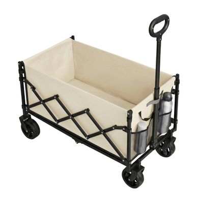 Chariot Pliable, 4 Roues Renforcées, Chariot De Jardin, Grande Capacité 180l, Extérieur, Beige Chariot Pliable, 4 Roues Renforcées, Chariot De Jardin, Grande Capacité 180l, Extérieur, Beige