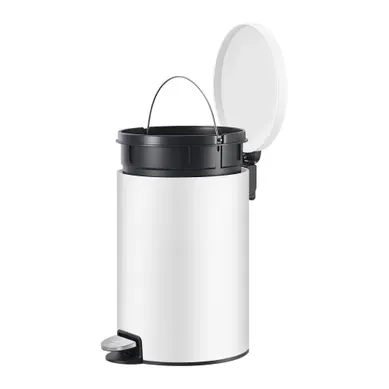 Poubelle à Pédale, Rond, Seau Intérieur Amovible, Fermeture En Douceur, 20 L, Blanc Poubelle à Pédale, Rond, Seau Intérieur Amovible, Fermeture En Douceur, 20 L, Blanc