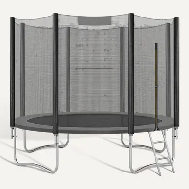 Trampoline Avec Filet De Sécurité, Diamètre 305 Cm, Cadre En Acier, échelle, Noir Trampoline Avec Filet De Sécurité, Diamètre 305 Cm, Cadre En Acier, échelle, Noir
