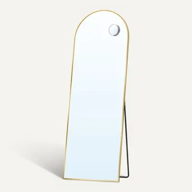 Miroir Sur Pied, 160 X 50 Cm, Cadre En Alliage D’aluminium, Verre Trempé, Doré Miroir Sur Pied, 160 X 50 Cm, Cadre En Alliage D’aluminium, Verre Trempé, Doré