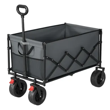 Chariot Pliable, Grande Capacité 200l, Chariot De Jardin Avec Poignée, Charge 180 Kg, Gris Chariot Pliable, Grande Capacité 200l, Chariot De Jardin Avec Poignée, Charge 180 Kg, Gris