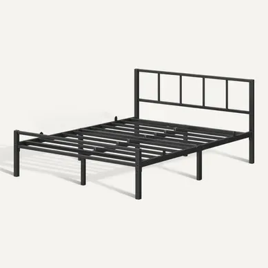 Lit Double Métal 140 X 190 Cm, Sommier Robuste Avec Tête De Lit, Montage Rapide, Chambre, Noir Lit Double Métal 140 X 190 Cm, Sommier Robuste Avec Tête De Lit, Montage Rapide, Chambre, Noir