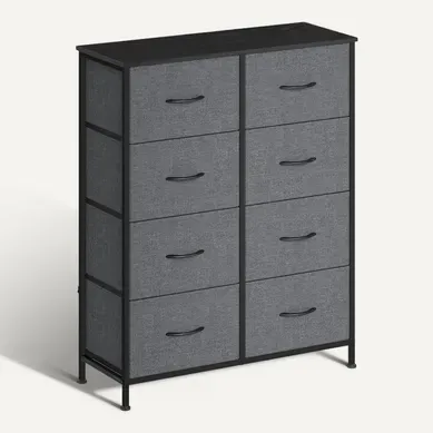 Commode, 8 Tiroirs En Tissu Non-tissé, Pour Chambre, Gris Commode, 8 Tiroirs En Tissu Non-tissé, Pour Chambre, Gris