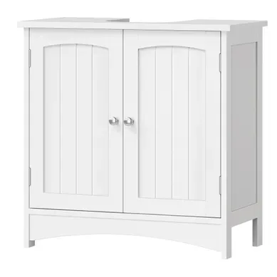 Meuble Sous Lavabo Avec étagère Réglable, Rangement Spacieux, Style Campagne, 30 X 60 X 60 Cm, Blanc