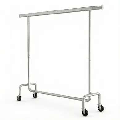 Portant à Vêtements, Tringle Extensible, Avec Roulettes, Capacité De Charge 130 Kg, En Métal, Argent Portant à Vêtements, Tringle Extensible, Avec Roulettes, Capacité De Charge 130 Kg, En Métal, Argent