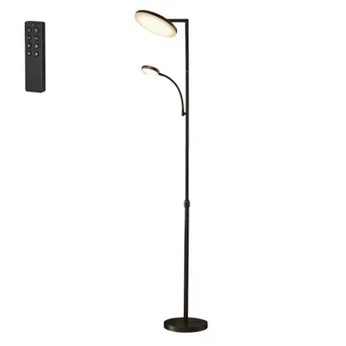 Lampadaire Sur Pied LED, Hauteur Ajustable, Tête Pivotante, Lampe De Lecture, Noir Lampadaire Sur Pied LED, Hauteur Ajustable, Tête Pivotante, Lampe De Lecture, Noir