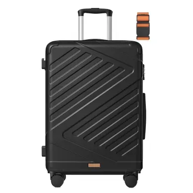 Valise Extensible Avec Serrure Tsa Et 4 Roulettes Doubles, Pour Voyage, Abs, Noir Valise Extensible Avec Serrure Tsa Et 4 Roulettes Doubles, Pour Voyage, Abs, Noir