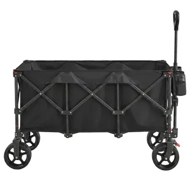 Wagon De Transport Extérieur, Capacité 200l, Chariot Pliable De Jardin Avec Poignée, Noir Wagon De Transport Extérieur, Capacité 200l, Chariot Pliable De Jardin Avec Poignée, Noir