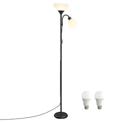 Lampadaire LED Avec Liseuse Réglable, Lampe De Salon Sur Pied, 38,5 X 23,5 X 176 Cm, Noir