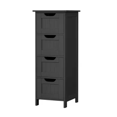 Meuble De Salle De Bain Sur Pied, Avec 4 Tiroirs, Pour Salle De Bain, Style Moderne, Noir Meuble De Salle De Bain Sur Pied, Avec 4 Tiroirs, Pour Salle De Bain, Style Moderne, Noir