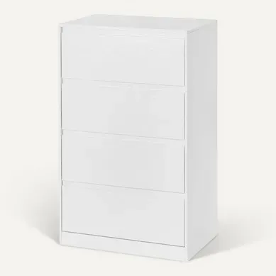 Commode 4 Tiroirs, Meuble De Rangement, 40 X 60 X 97,4 Cm, Style Moderne, Blanc Commode 4 Tiroirs, Meuble De Rangement, 40 X 60 X 97,4 Cm, Style Moderne, Blanc