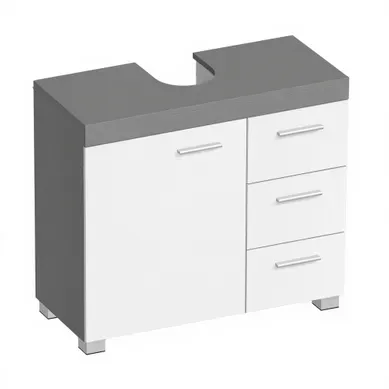 Meuble Sous Lavabo, 3 Grands Tiroirs, Placard Sous Vasque, 2 Compartiments Derrière La Porte, Gris Meuble Sous Lavabo, 3 Grands Tiroirs, Placard Sous Vasque, 2 Compartiments Derrière La Porte, Gris