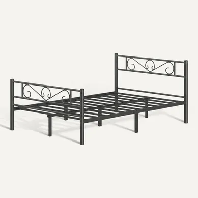 Lit Double Métallique 140 X 190 Cm, Sommier Inclus, Cadre Robuste, Montage Facile, Noir Lit Double Métallique 140 X 190 Cm, Sommier Inclus, Cadre Robuste, Montage Facile, Noir