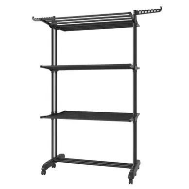 étendoir à Linge à 4 Niveaux, Séchoir Pliable à Roulettes, 63,5 X 125,5 X 172,5 Cm, Noir étendoir à Linge à 4 Niveaux, Séchoir Pliable à Roulettes, 63,5 X 125,5 X 172,5 Cm, Noir