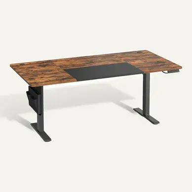 Bureau Réglable En Hauteur, 180 X 80 Cm, Fonction Mémoire, Port USB-c, Marron Et Noir Bureau Réglable En Hauteur, 180 X 80 Cm, Fonction Mémoire, Port USB-c, Marron Et Noir