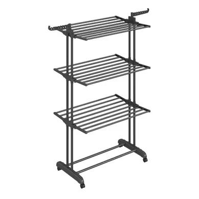 étendoir à Linge à 4 Niveaux, Séchoir Pliable à Roulettes, 63,5 X 128 X 173 Cm, Noir étendoir à Linge à 4 Niveaux, Séchoir Pliable à Roulettes, 63,5 X 128 X 173 Cm, Noir