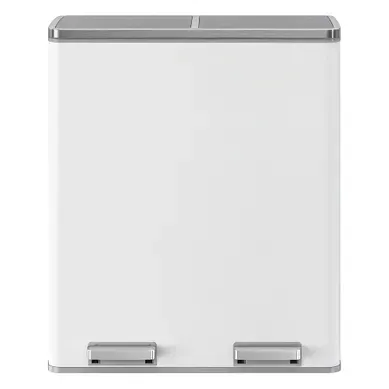 Poubelle De Tri 60 L Avec 2 Compartiments, Seaux Intérieurs Amovibles, Sacs Inclus, Blanc Et Gris Poubelle De Tri 60 L Avec 2 Compartiments, Seaux Intérieurs Amovibles, Sacs Inclus, Blanc Et Gris