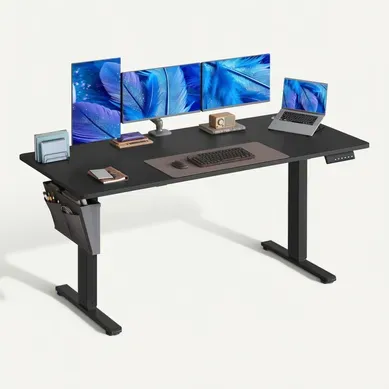 Bureau Réglable En Hauteur, 160 X 70 Cm, Fonction Mémoire, Port USB-c, Noir