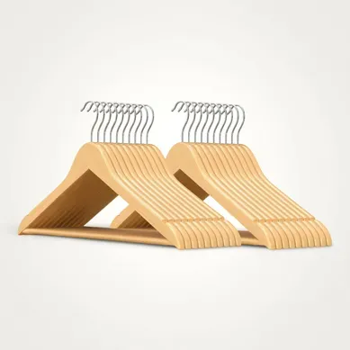 Cintres En Bois, Lot De 20, Cintres En Bois Massif, Avec Encoches, Antidérapants, Naturelle
