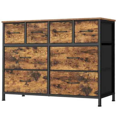 Commode Avec 8 Tiroirs En Tissu, Meuble De Rangement Pour Chambre, 98,7 X 30 X 74,7 Cm, Taupe Commode Avec 8 Tiroirs En Tissu, Meuble De Rangement Pour Chambre, 98,7 X 30 X 74,7 Cm, Taupe