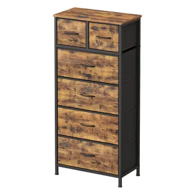 Commode, 6 Tiroirs En Tissu Non-tissé, Pour Chambre, Taupe Commode, 6 Tiroirs En Tissu Non-tissé, Pour Chambre, Taupe
