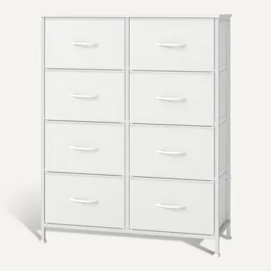 Commode, 8 Tiroirs En Tissu Non-tissé, Pour Chambre, Blanc Commode, 8 Tiroirs En Tissu Non-tissé, Pour Chambre, Blanc