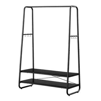 Portant à Vêtements, Support à Vêtements Avec 2 étagères, 6 Crochets S, Cadre En Acier, Noir Portant à Vêtements, Support à Vêtements Avec 2 étagères, 6 Crochets S, Cadre En Acier, Noir