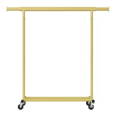 Portant à Vêtements Avec Roulettes, Tringle Extensible, Capacité De Charge 100 Kg, Doré Portant à Vêtements Avec Roulettes, Tringle Extensible, Capacité De Charge 100 Kg, Doré