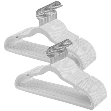 Cintres En Velours, Lot De 50, Antidérapants, Barre Pour Pantalons, Crochet Pivotant à 360°, Blanc