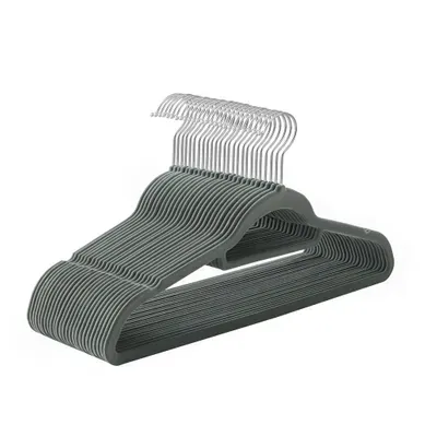 Cintres En Velours, Lot De 50, Antidérapants, épaisseur 0,6 Cm, Crochet Pivotant à 360°, Gris Cintres En Velours, Lot De 50, Antidérapants, épaisseur 0,6 Cm, Crochet Pivotant à 360°, Gris