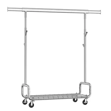 Portant à Vêtements Extensible Sur Roulettes, Charge 200 Kg, Argent Portant à Vêtements Extensible Sur Roulettes, Charge 200 Kg, Argent