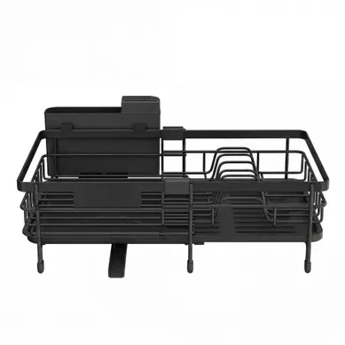 égouttoir à Vaisselle Extensible Avec Pieds En Caoutchouc, (30,2-46,5) X 30,4 X 14 Cm, Noir