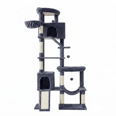Arbre À Chat XXL À 6 Niveaux Avec Poteaux En Sisal Et Griffoir,105 X 45 X 202 Cm, Gris Arbre À Chat XXL À 6 Niveaux Avec Poteaux En Sisal Et Griffoir,105 X 45 X 202 Cm, Gris