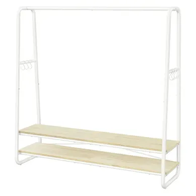 Portant À Vêtement, Dressing Ouvert Avec 2 étagères, Charge Lourde 197 Kg, 138 X 45 X 160 Cm, Blanc Portant À Vêtement, Dressing Ouvert Avec 2 étagères, Charge Lourde 197 Kg, 138 X 45 X 160 Cm, Blanc