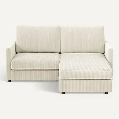 Canapé D'angle 2 Places En Velours Côtelé,canapé Confortable,180x137x84cm,beige