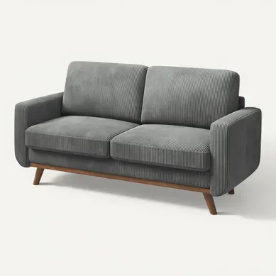 Canapé Droit 2 Places En Velours Côtelé,pieds En Bois Massif,173x76x89cm,gris Canapé Droit 2 Places En Velours Côtelé,pieds En Bois Massif,173x76x89cm,gris