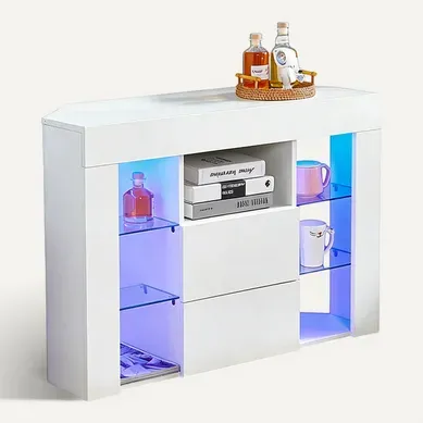 Meuble TV D'angle Blanc LED 100x40x68cm Brillant Meuble TV D'angle Blanc LED 100x40x68cm Brillant