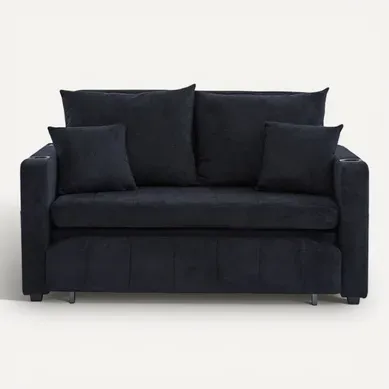Canapé Lit 2 Places Noir,tissu Chenille,avec Sac De Rangement,usb,139x73x83cm Canapé Lit 2 Places Noir,tissu Chenille,avec Sac De Rangement,usb,139x73x83cm