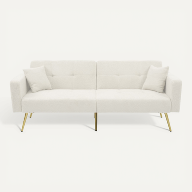 Canapé-lit 2 Places En Tissu Sherpa Doux,pliable Et Réglable,175x64x72cm,blanc Canapé-lit 2 Places En Tissu Sherpa Doux,pliable Et Réglable,175x64x72cm,blanc