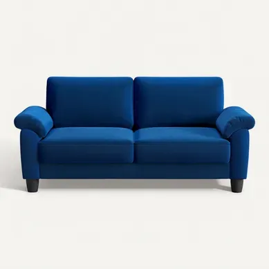 Neche Canapé 2 Places En Velours,poche De Rangement,housse Amovible,178 X 75 X 87cm,bleu