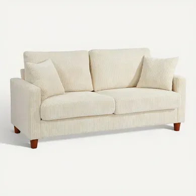 Canapé En Velours Côtelé 2 Places, 178x76x89cm - Beige Canapé En Velours Côtelé 2 Places, 178x76x89cm - Beige