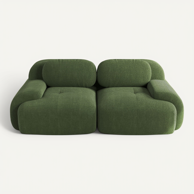 Canapé Modulaire 2 Places 208cm En Velours Côtelé Vert,siège Extra Profond