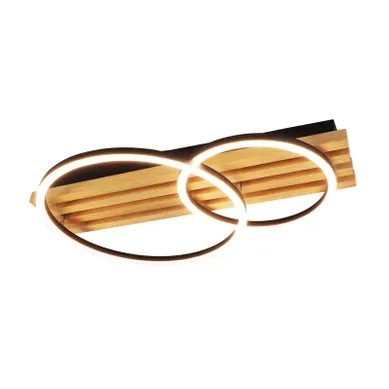 Plafonnier LED En Bois Dimmable 55 Cm 36w Design Géométrique plafonnier salon Avec Télécommande