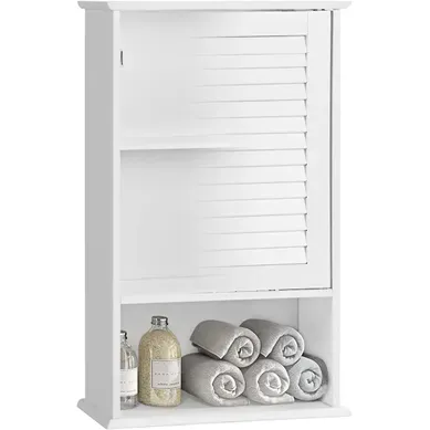 Armoire Murale Pour Salle De Bain Avec Étagère Réglable Avec 1 Porte Persienne Et 1 Étagère Ouverte Armoire Murale Pour Salle De Bain Avec Étagère Réglable Avec 1 Porte Persienne Et 1 Étagère Ouverte